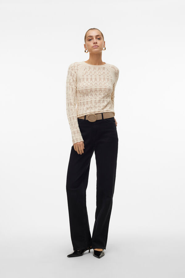 Vero Moda Camiseta de punto calado manga larga Cinzento