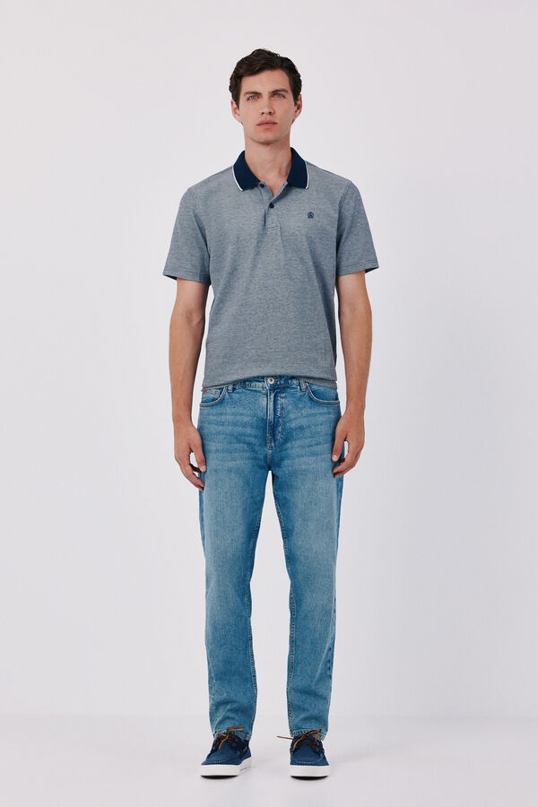 Cortefiel Polo oxford piqu&eacute; Azul marino
