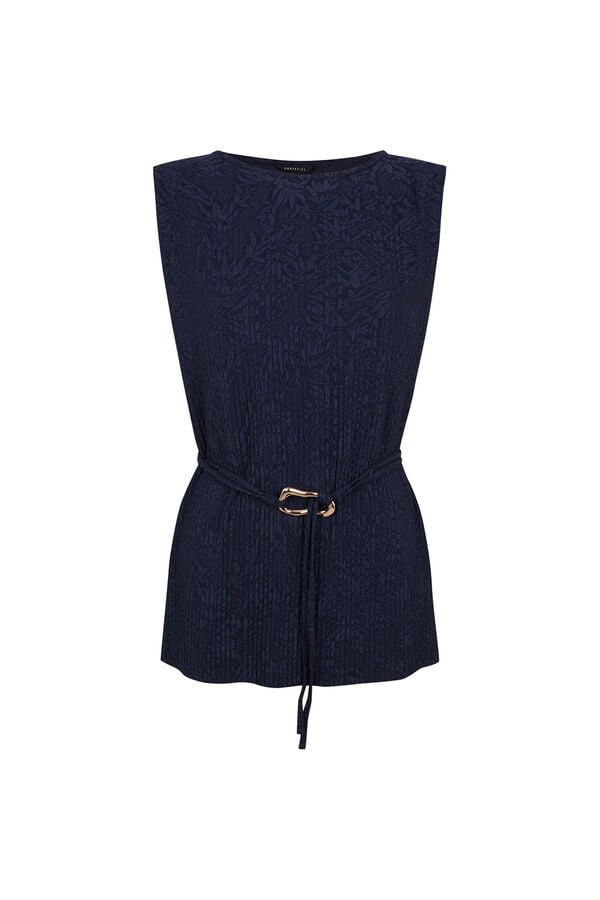 Cortefiel Jacquard buckle top Navy