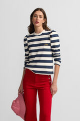 Silbon Sudadera manga abullonada rayas Azul marino