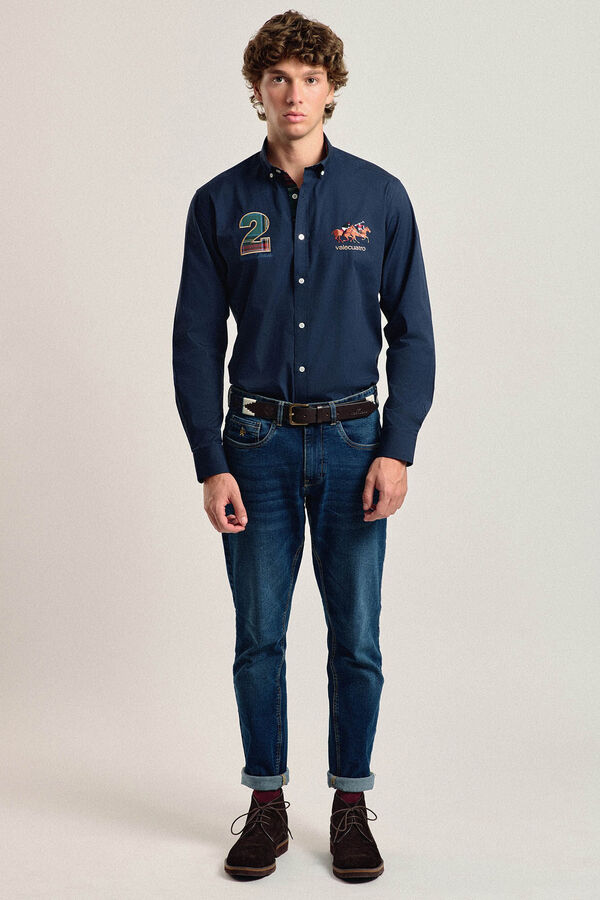 Valecuatro Camisa masculina modelo cavalo azul marinho Valecuatro Azul