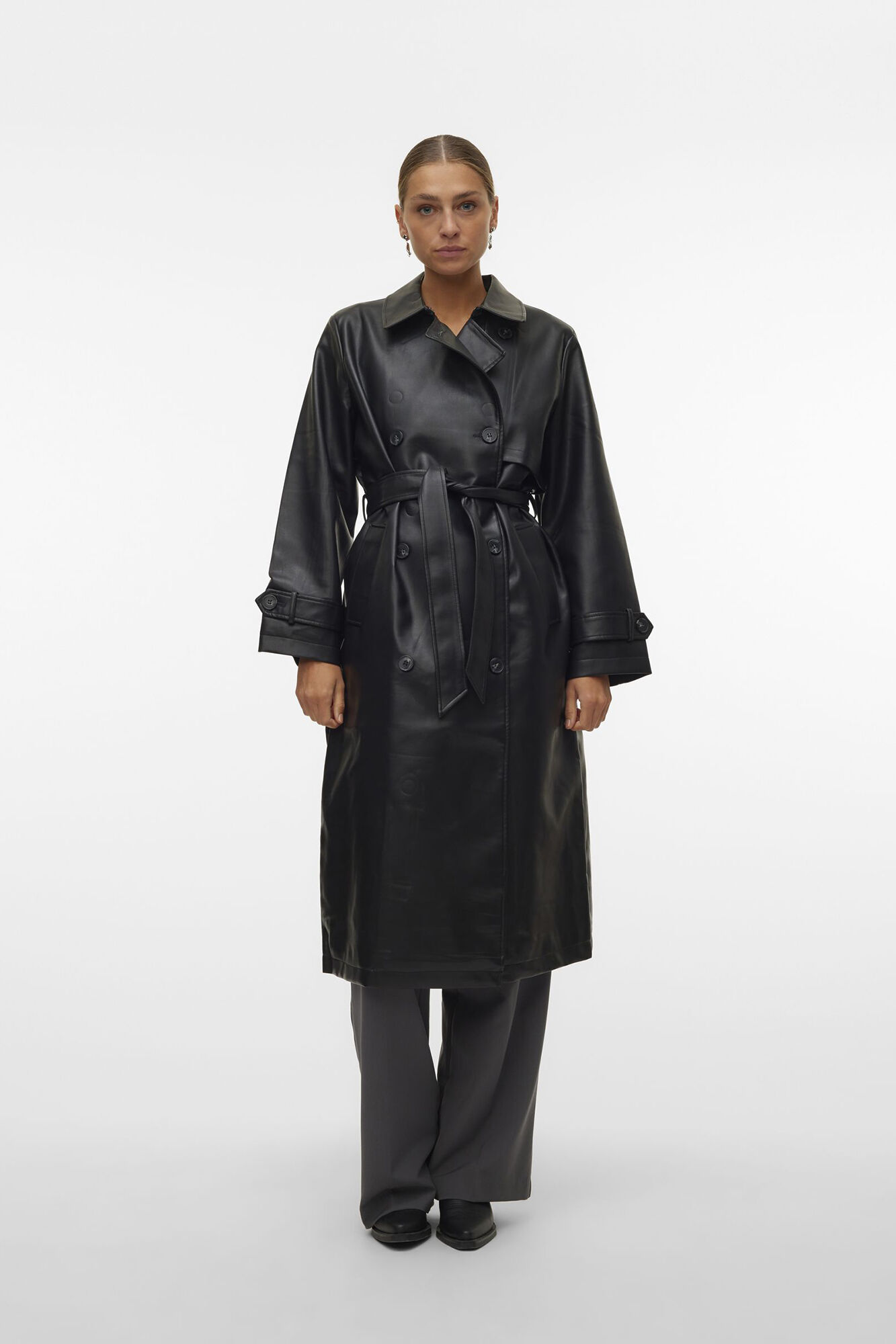 Long faux leather trench coat Womens Trench Coats Cortefiel