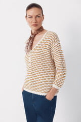 Cortefiel Openwork button jumper Gold