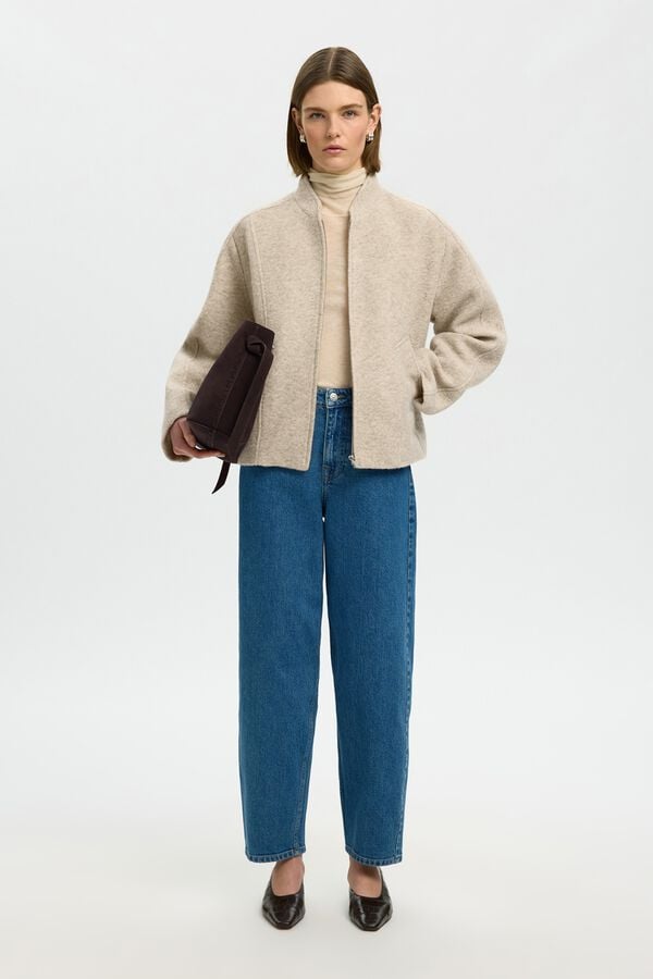 Selected Wool bomber jacket Beige