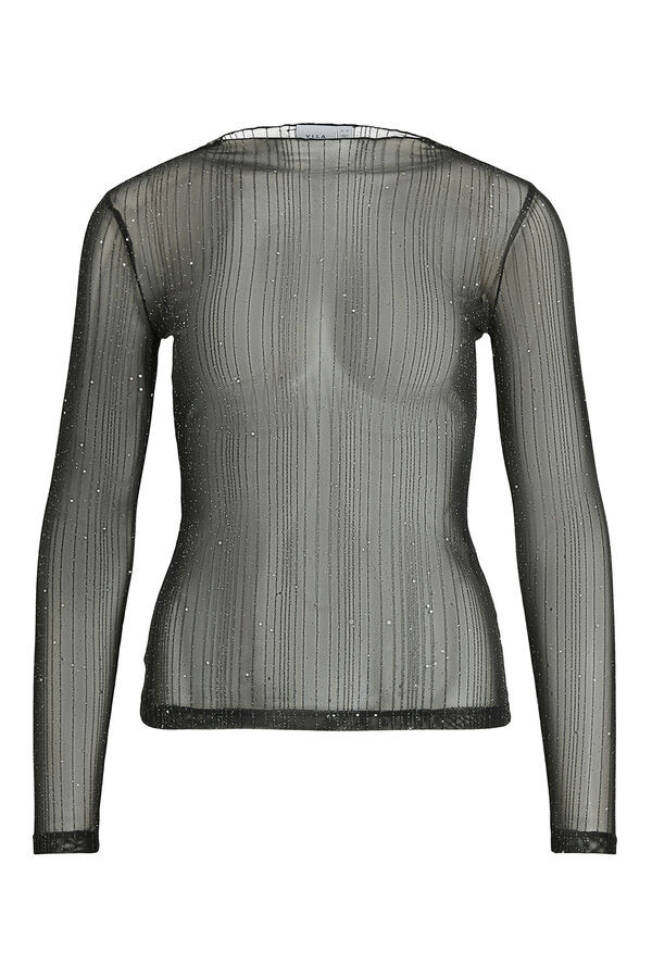 Vila Top transparente com glitter Preto