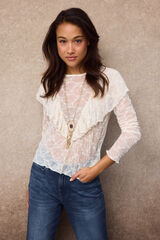 Slowlove Lace ruffle top Ivory