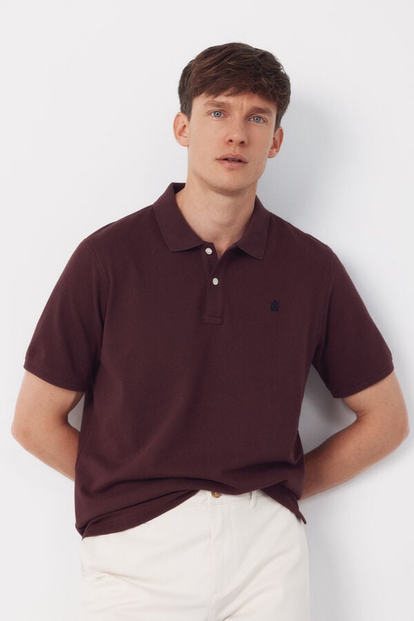 Cortefiel Basic piqué polo shirt Maroon