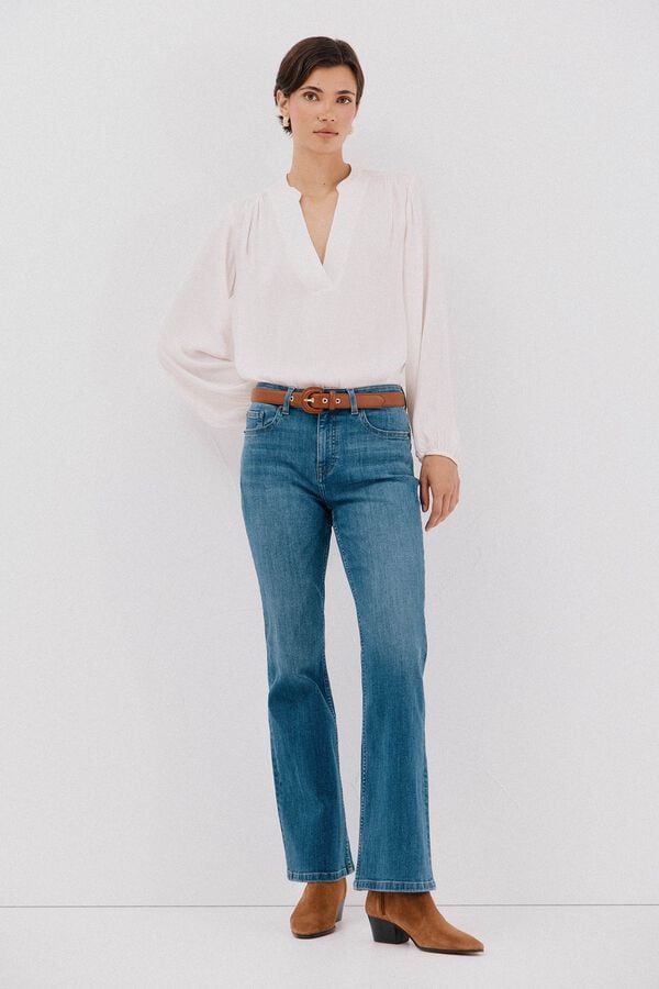 Cortefiel Elastic buttons shirt Ivory
