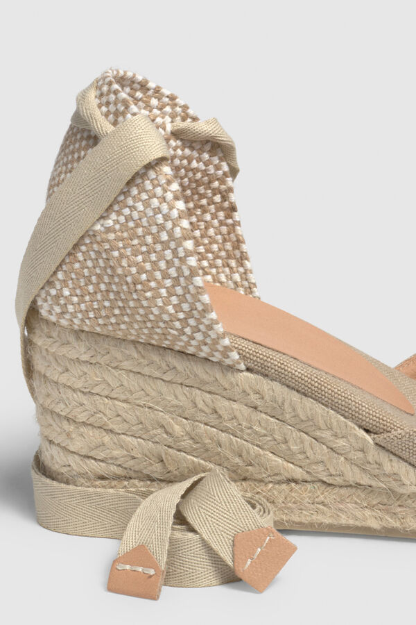 Cortefiel Carina wedge espadrille made in canvas Nude
