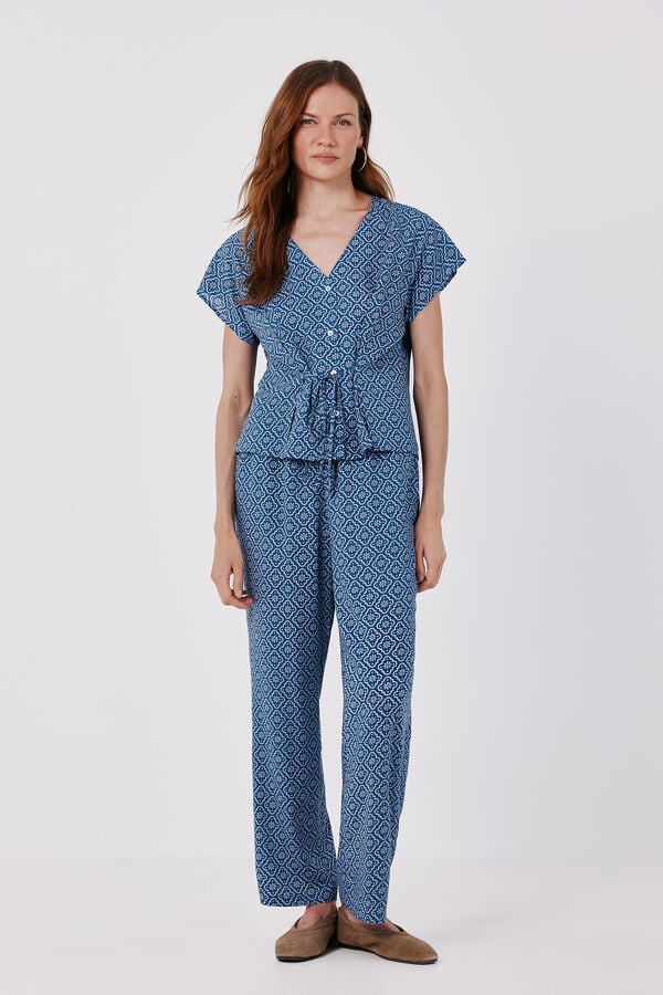 Cortefiel Printed blouse Printed blue