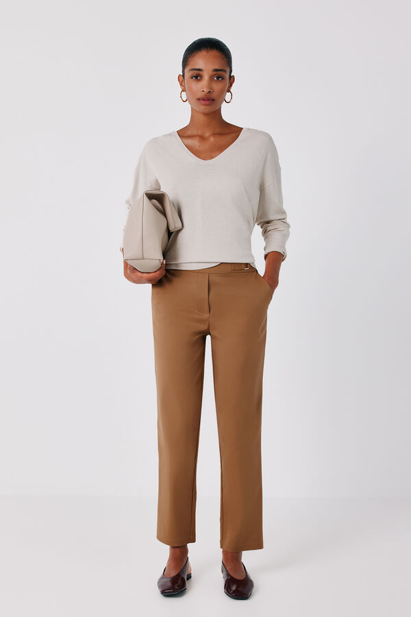 Cortefiel V-neck jumper Nude