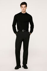 Selected Camisola de gola falsa 100% lã merino. Preto