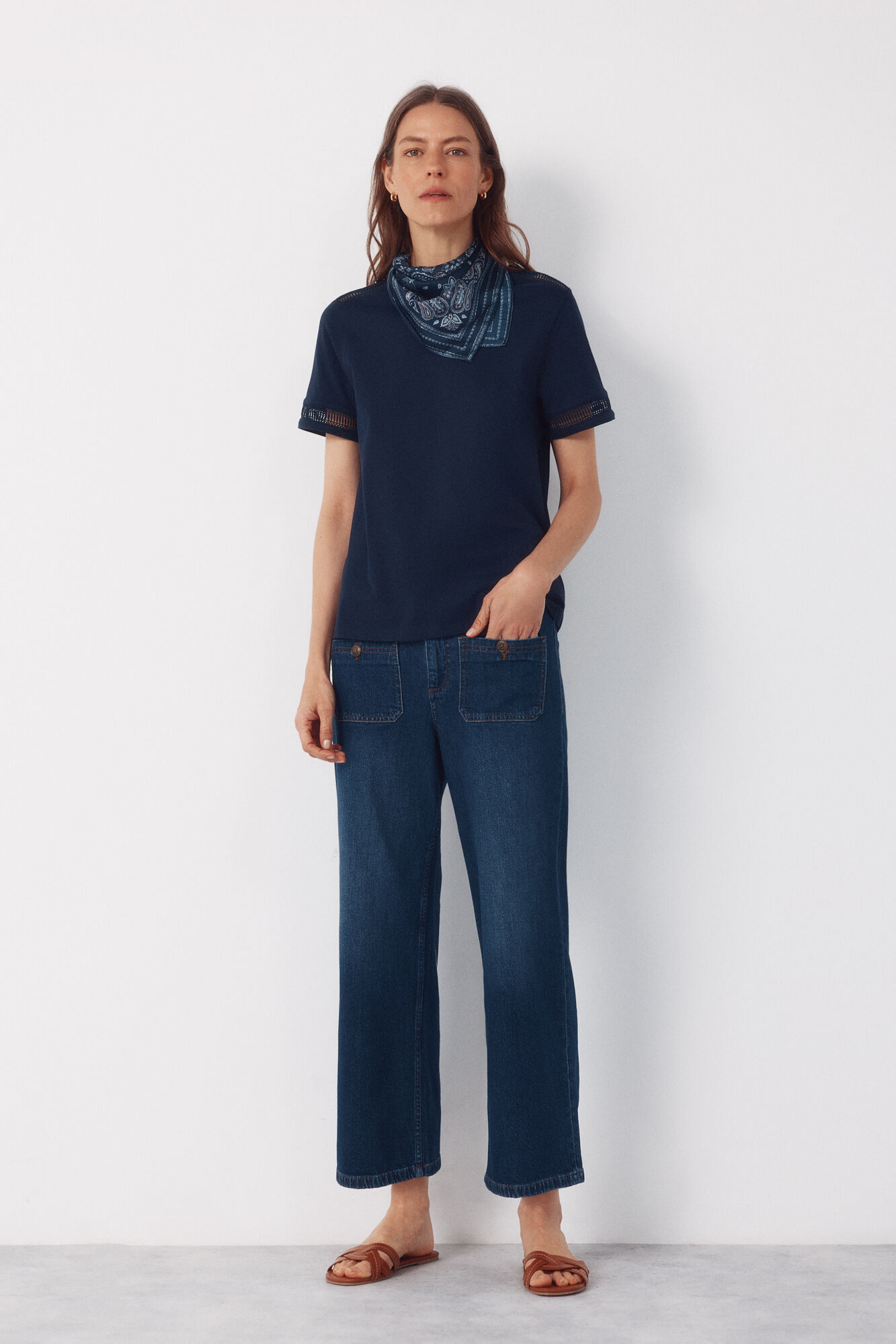 Cortefiel Hemstitch detail t-shirt