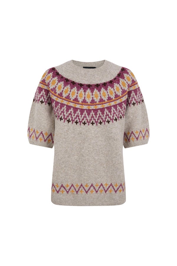 Cortefiel Positional fair isle jumper Beige
