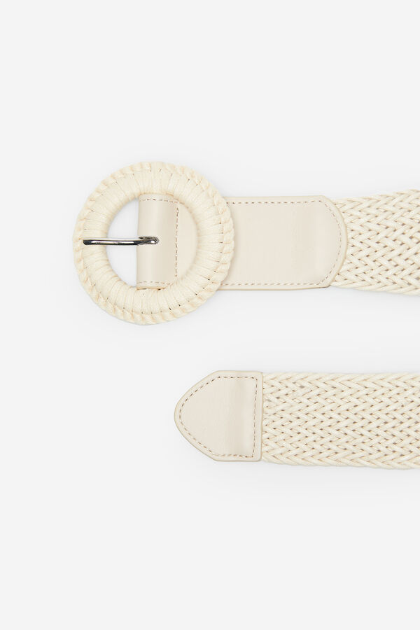 Cortefiel Wide braided belt Ivory