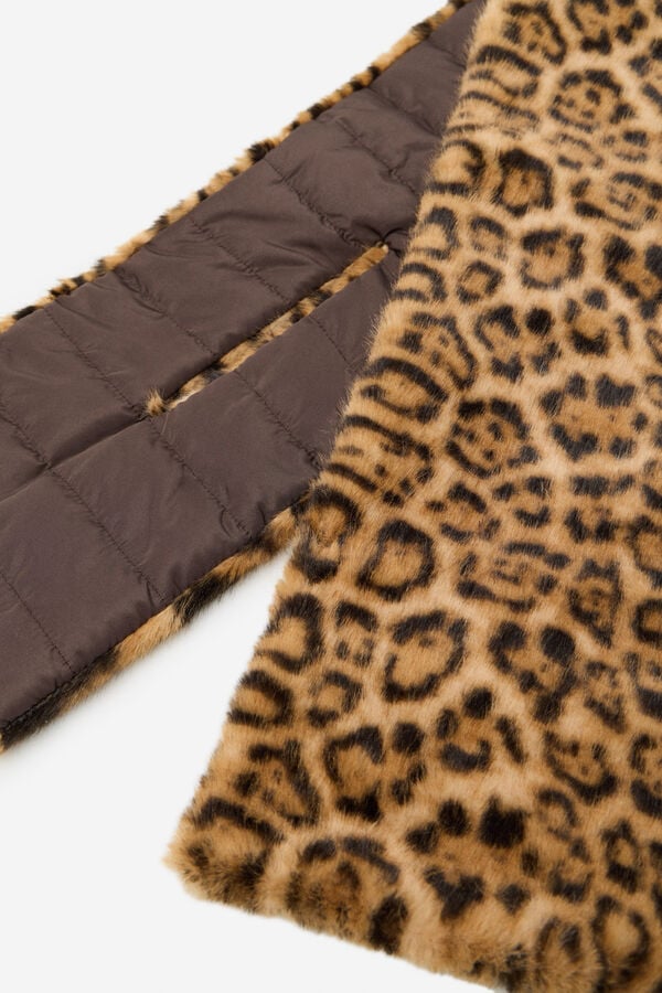 Cortefiel reversible leopard collar Printed brown