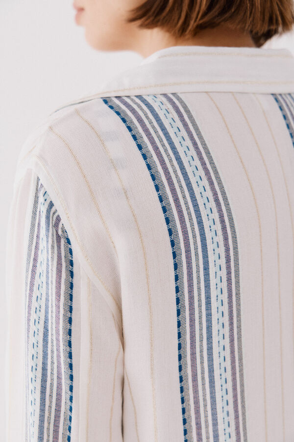 Cortefiel Shirt collar tunic caftan Printed blue
