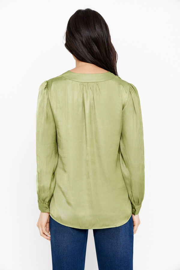 Cortefiel Satin-finish blouse Green