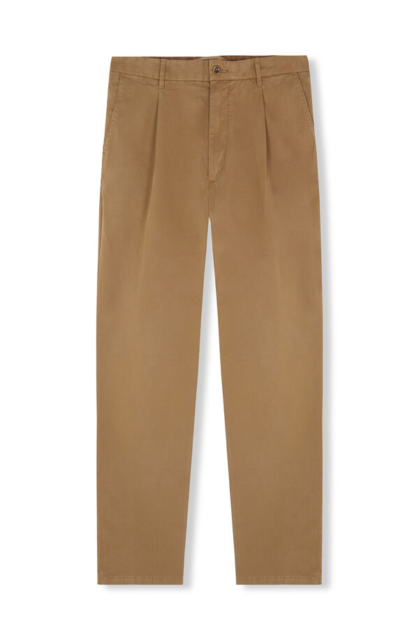 OOTO Pantalón chino pinzas Marrón