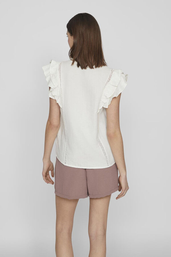 Cortefiel Blouse with short ruffle sleeve Grey