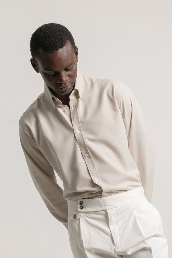 PuroEGO Slim fit Oxford shirt Beige