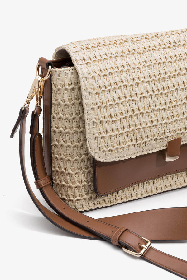 Vilanova Straw effect shoulder bag Beige