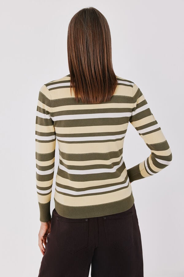 Cortefiel Multicoloured striped jumper Kaki