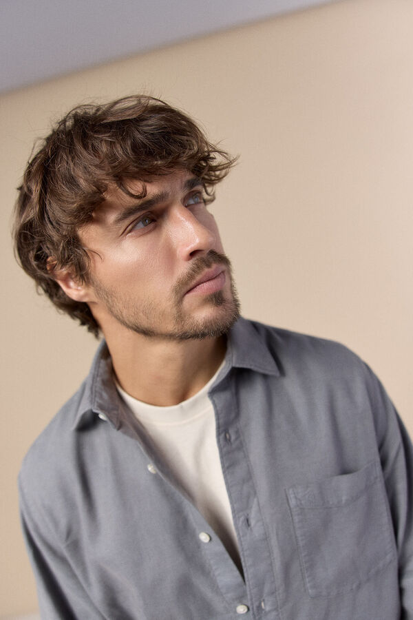 OOTO Camisa lisa fluida Cinzento