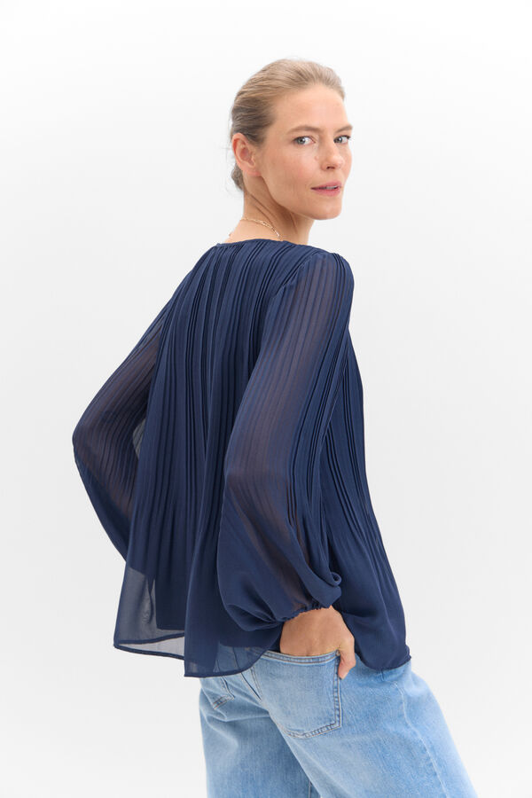 Cortefiel Combined pleated blouse Navy