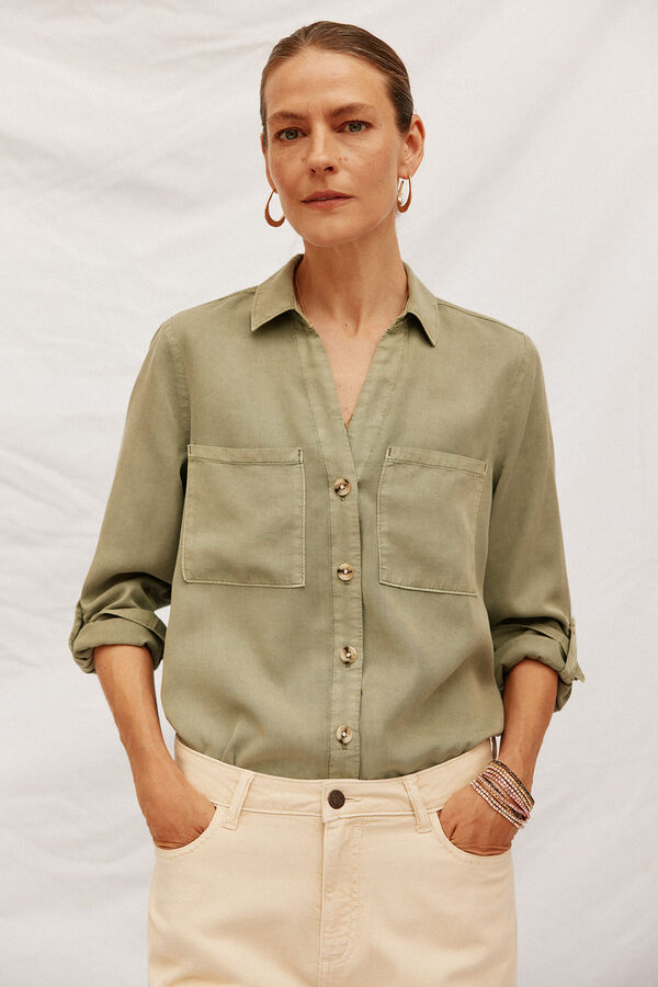Cortefiel  tencel denim shirt Kaki