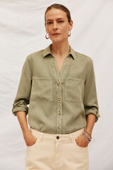 Cortefiel tencel denim shirt Kaki