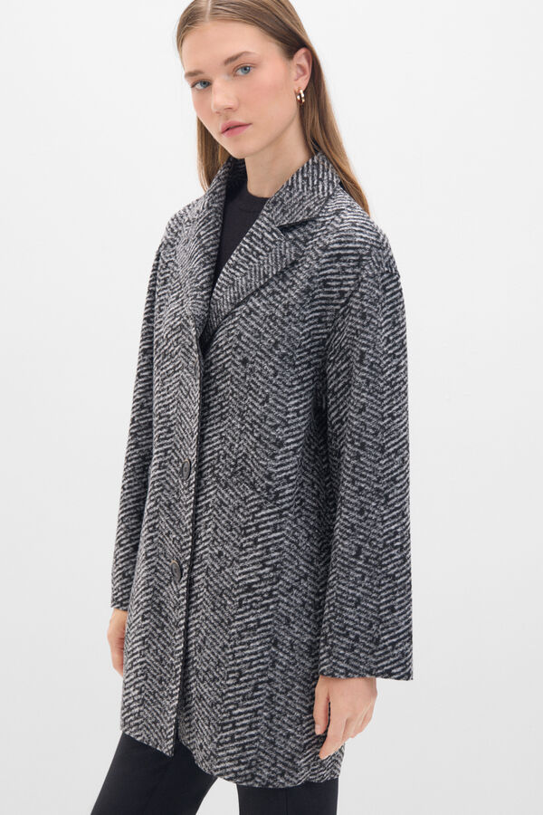 Cortefiel Dual fabric coat Printed grey