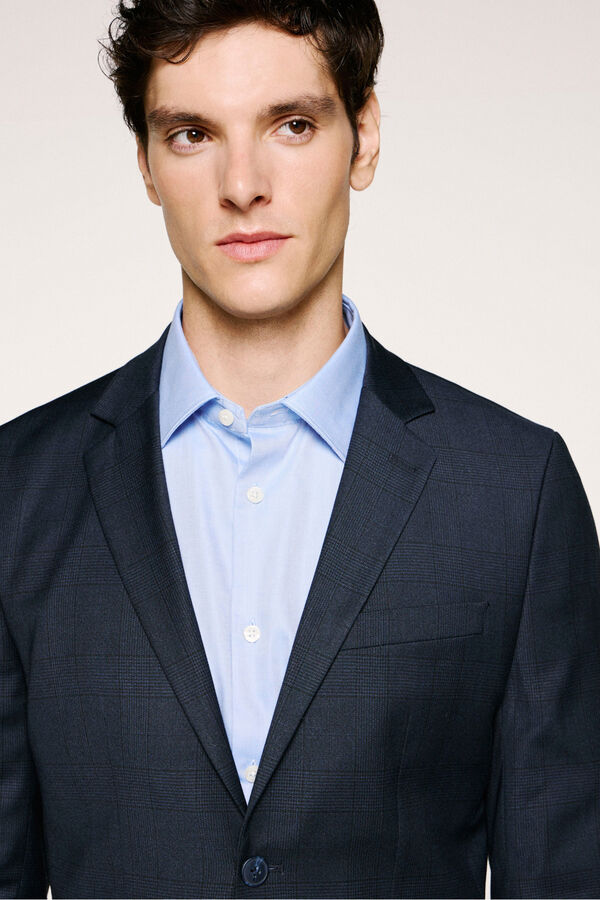 Selected Blazer xadrez slim fit Azul