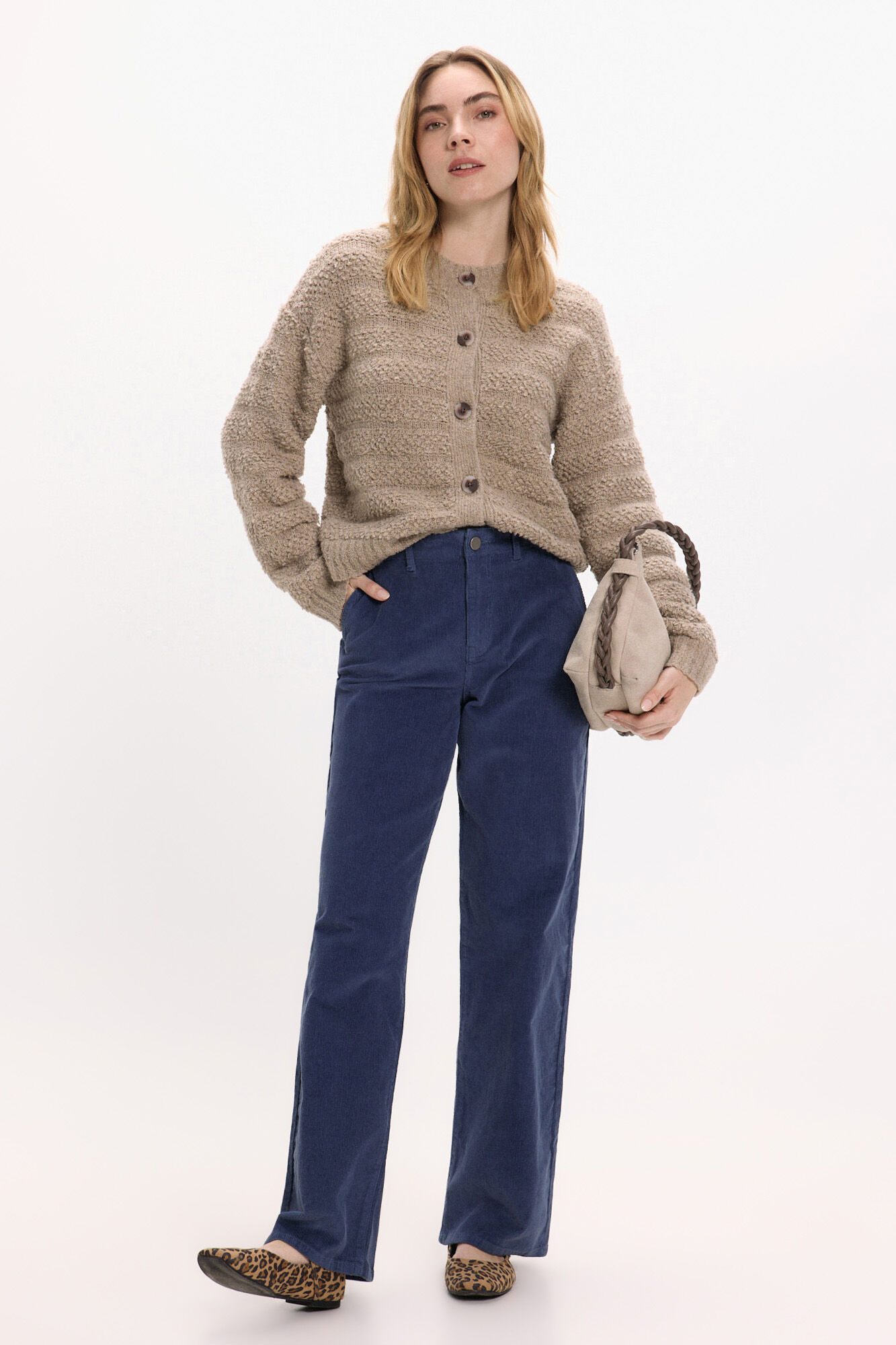 Vila Cal&ccedil;a de veludo cotel&ecirc; de perna larga