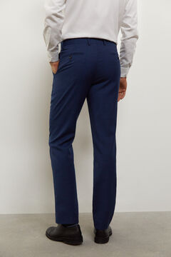 Cortefiel Slim fit micro textured trousers Blue
