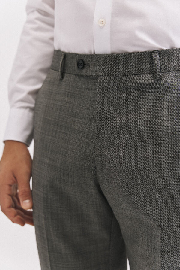 Cortefiel Slim fit grey structured trousers Grey