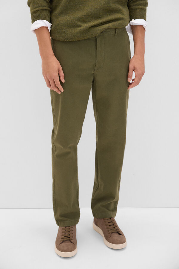 Cortefiel Regular fit chinos Green