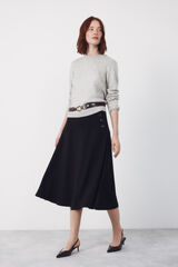 Cortefiel Flared skirt with buttons Black