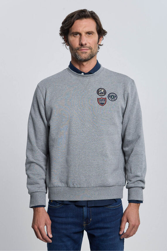 Sudadera 3 escudos gris