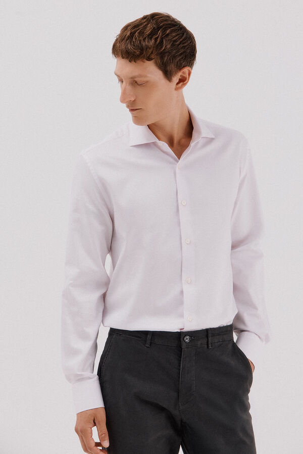 Cortefiel Easy-iron striped dress shirt Pink