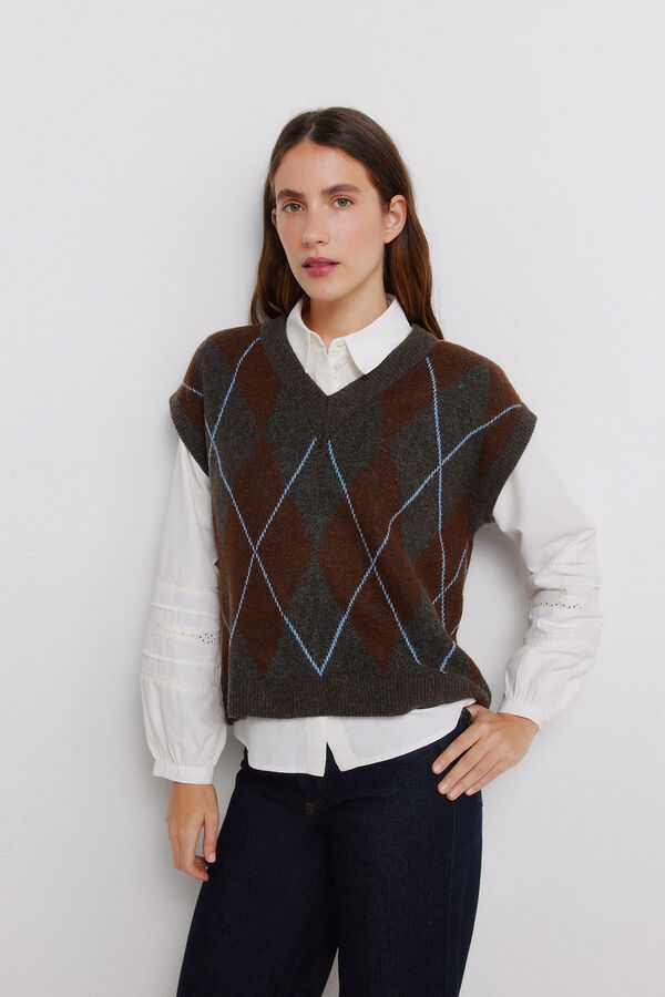 Vila V-neck knit gilet Dark brown