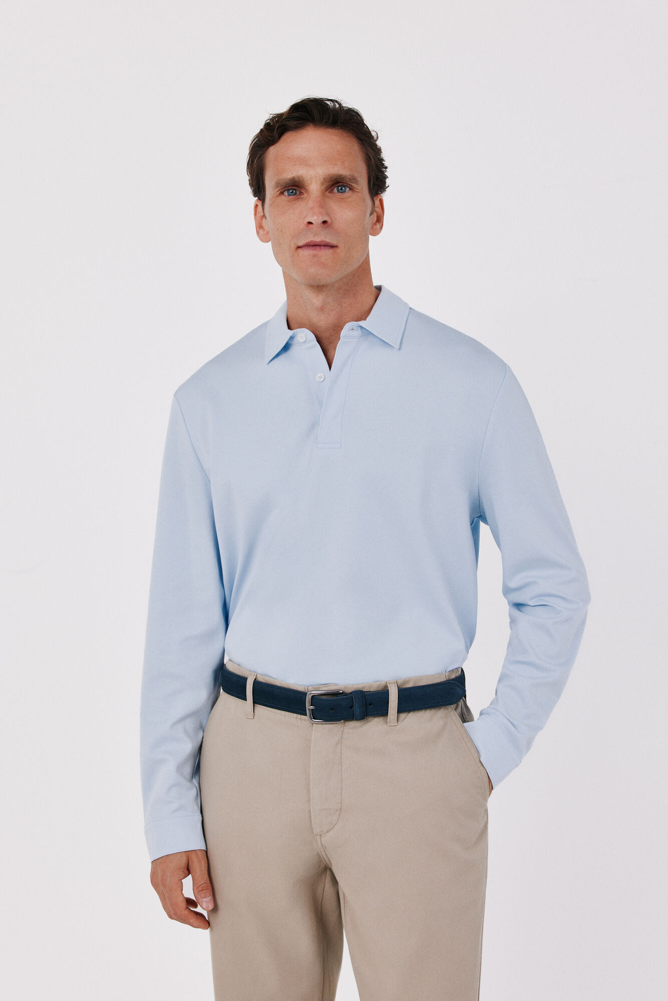 Cortefiel Long sleeve refined polo shirt