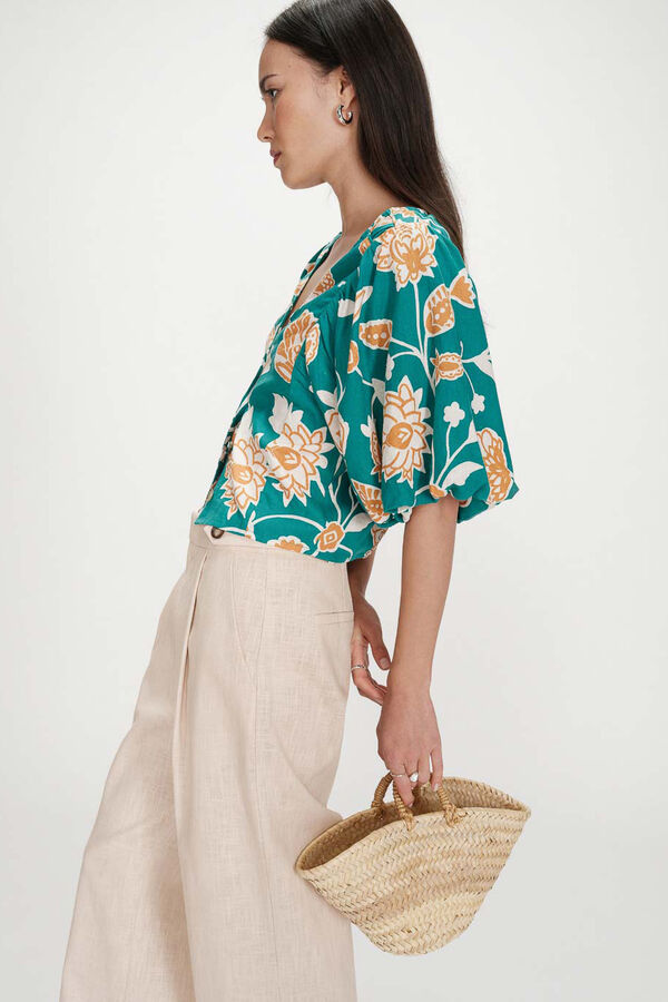 Grace & Mila Top floral curto Vahe Verde