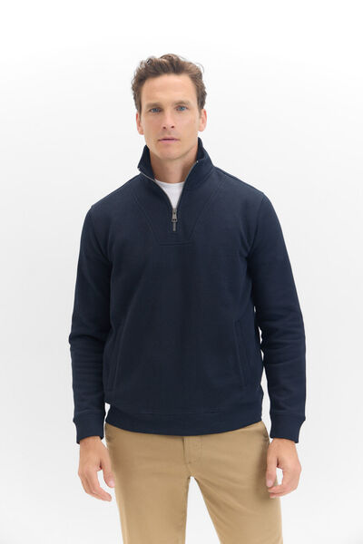 Cortefiel Zipped neck sweatshirt Navy