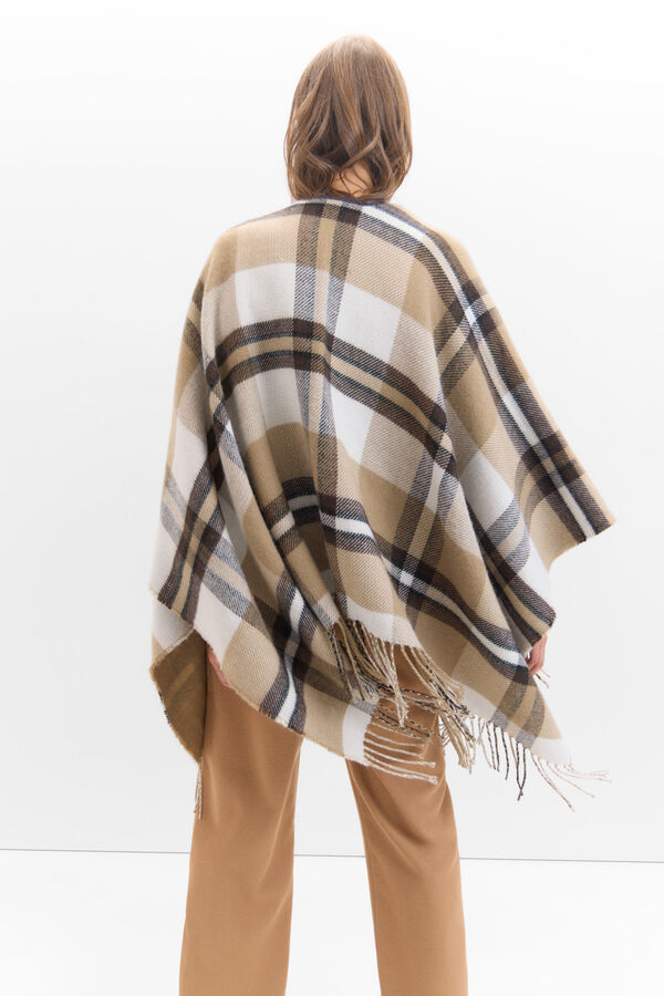 Cortefiel Poncho reversible liso Estampado beige