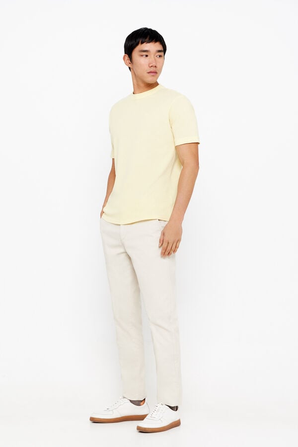 Cortefiel Basic piqué T-shirt Yellow