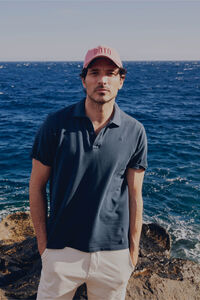 Cortefiel Washed piqué polo shirt with pocket Blue