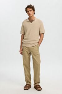 Selected Polo de malha com gola aberta