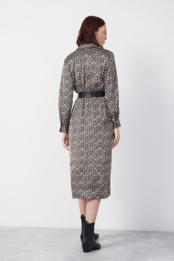 Cortefiel Satin shirt dress Printed grey