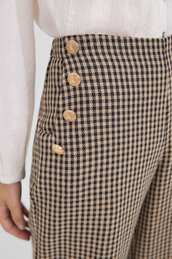 Cortefiel Cropped trousers with buttons Printed white